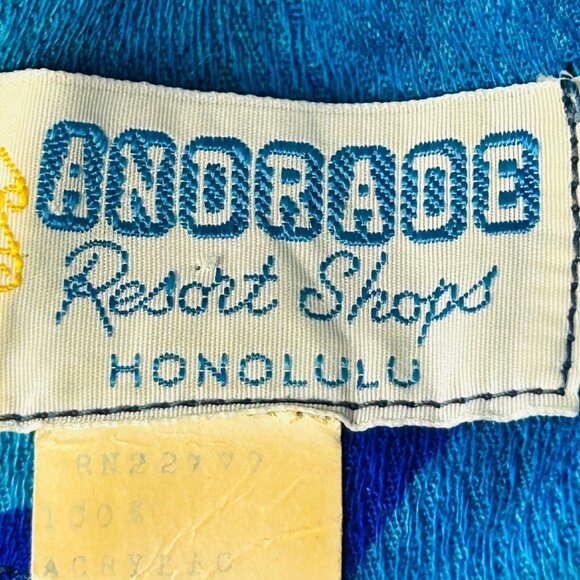 Vintage Andrade Resort Shops Floral Print Dress Size 6 Blue Ruffle Sleeveless - Picture 9 of 10